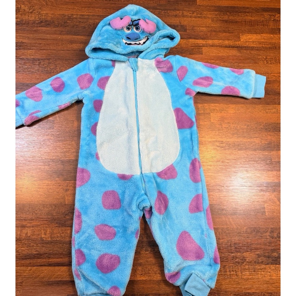 Kids Sully Monsters Inc. Costume cozy pjs with face hood.  9/12 months. Hallowee